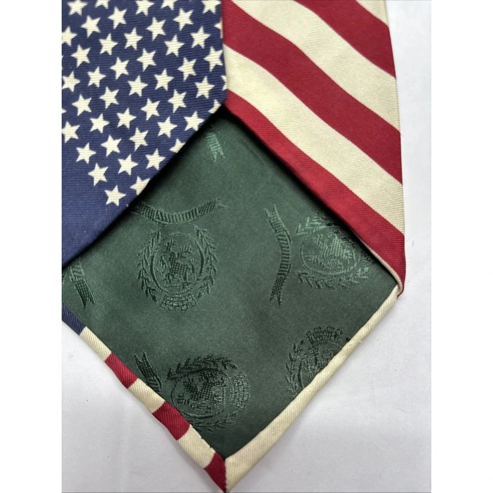 Vtg Tommy Hilfiger Necktie Stars Stripes Motorcycle Americana 100% Silk Made USA